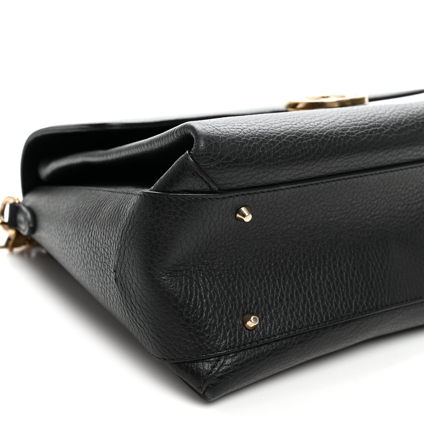 Dollar Calfskin Medium Interlocking G Top Handle Shoulder Bag Black