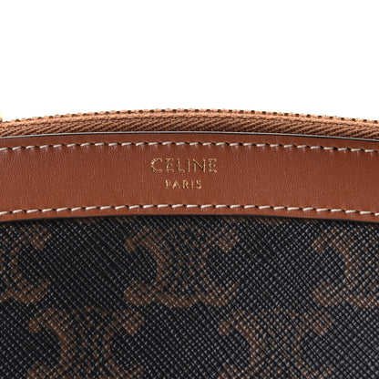 Celine Triomphe Canvas Calfskin Small Zipped Pouch Tan 4 of 7