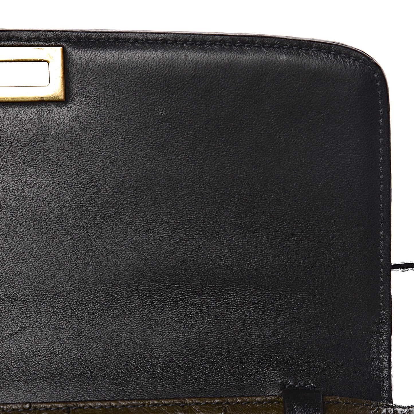 Ostrich Medium Classic Box Flap Bag Khaki