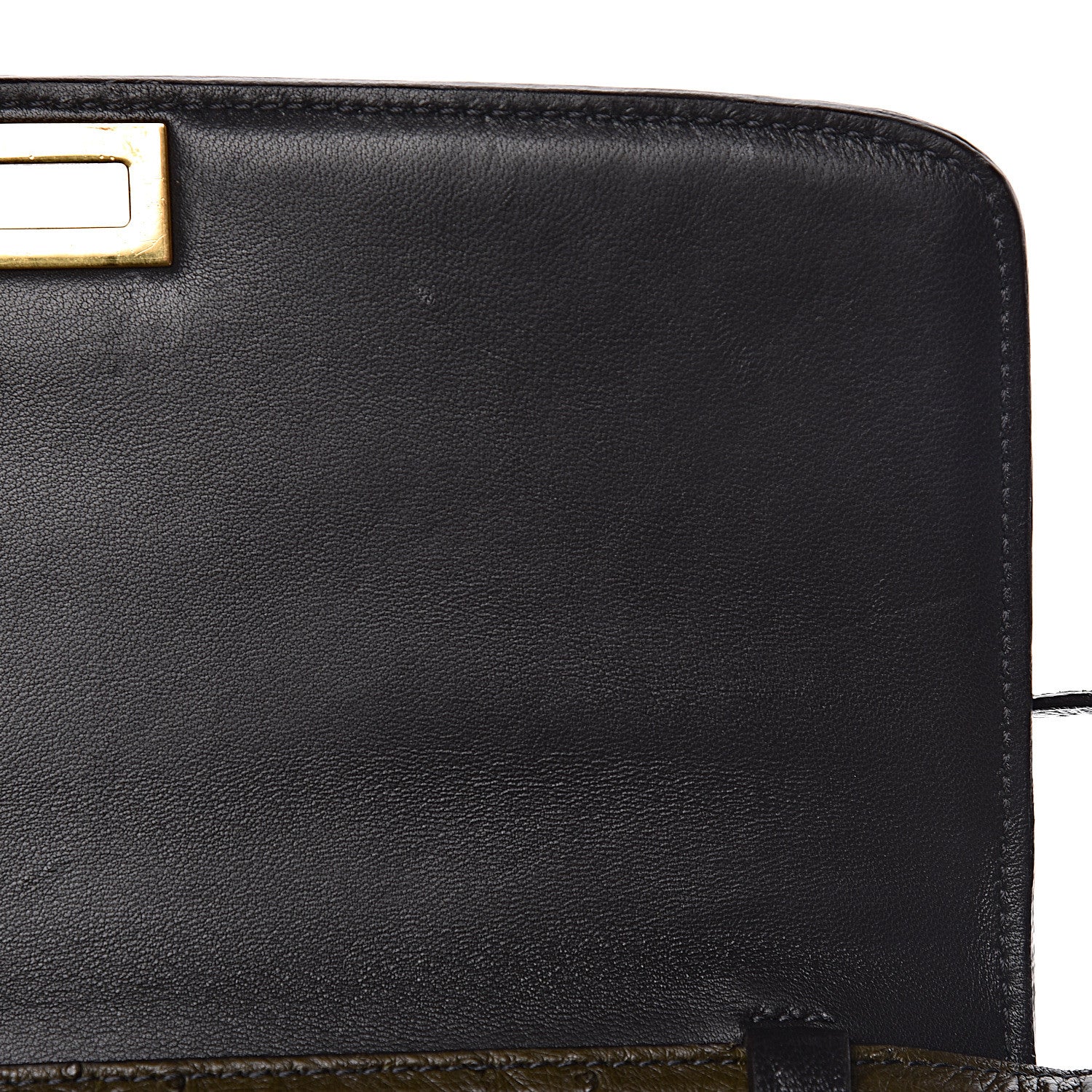 Celine Ostrich Medium Classic Box Flap Bag Khaki 8 of 15