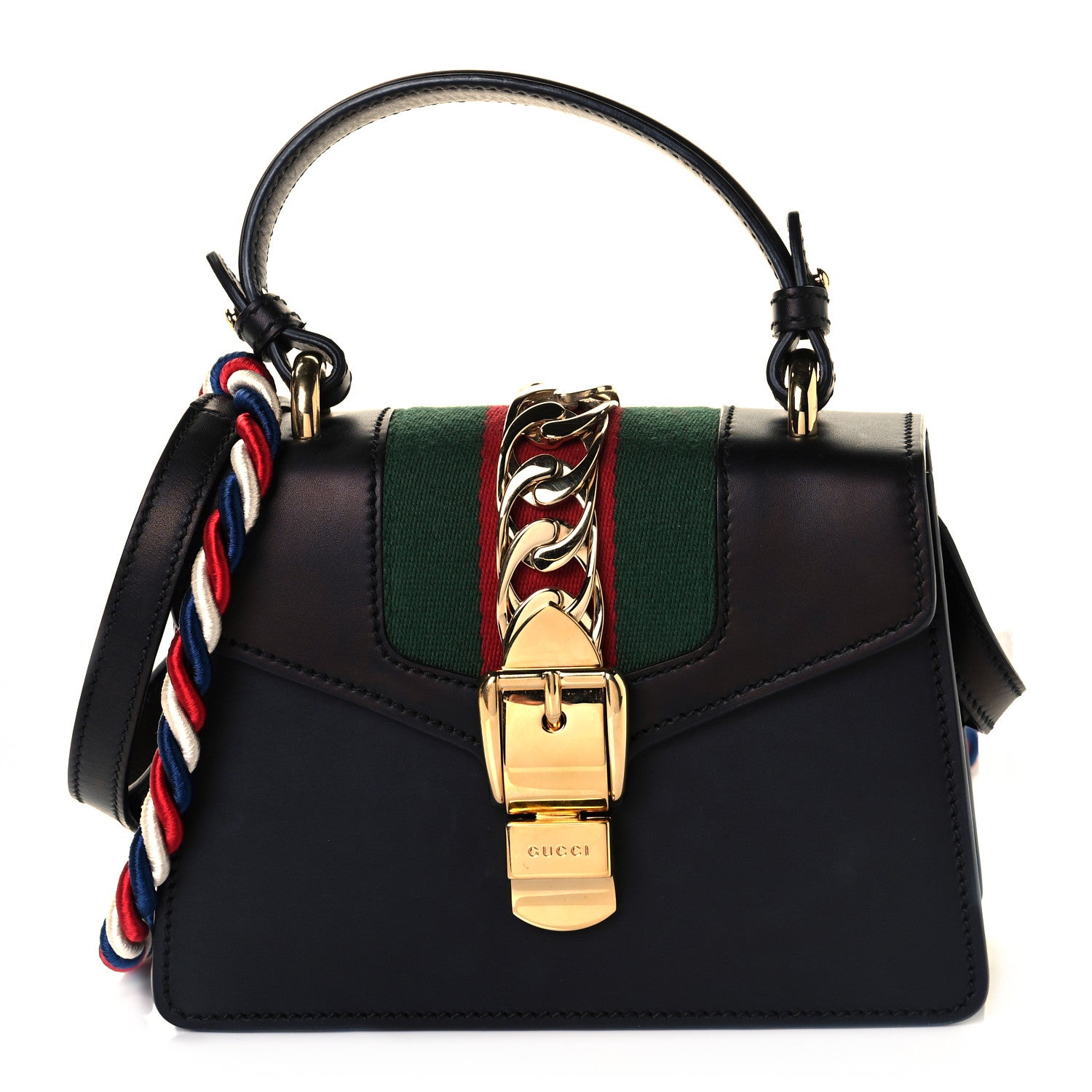 Gucci Calfskin Mini Sylvie Top Handle Bag Black 1 of 17