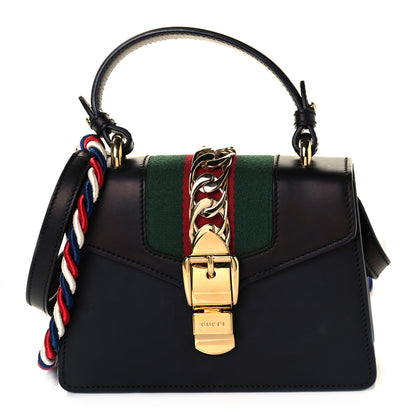 Gucci Calfskin Mini Sylvie Top Handle Bag Black 1 of 17