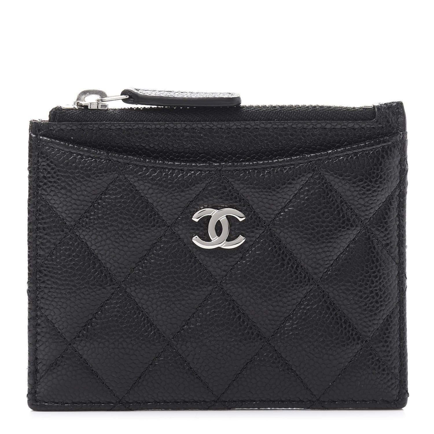 Chanel Caviar Quilted CC Zip Card Holder Black 1 of 10
