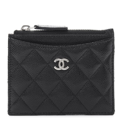 Chanel Caviar Quilted CC Zip Card Holder Black 1 of 10