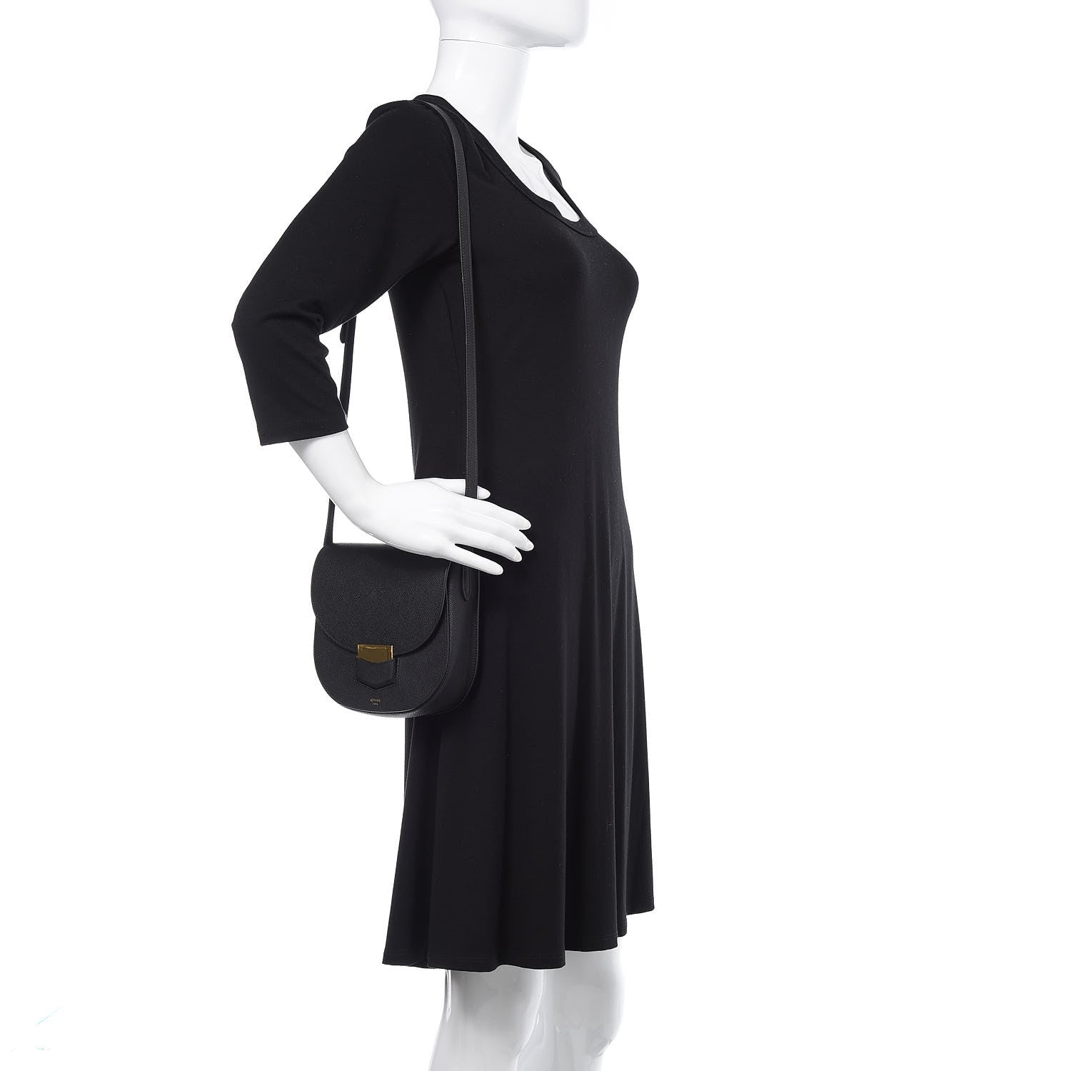 Celine Grained Calfskin Small Trotteur Black 2 of 13
