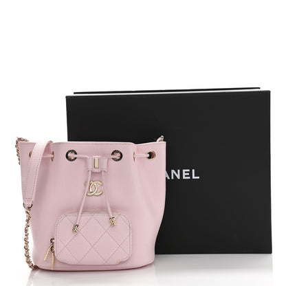 Chanel Caviar Quilted CC Pocket Bucket Bag Light Pink 16 of 16
