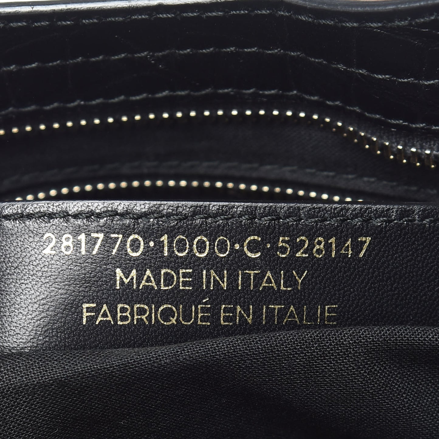 Calfskin Crocodile Embossed Giant 12 Gold Hardware City Black