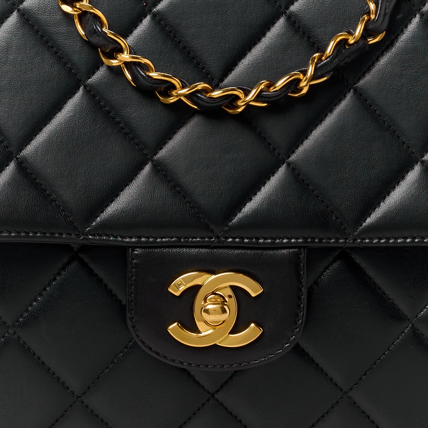 Chanel Lambskin Quilted Medium Single Flap Black 10 of 12