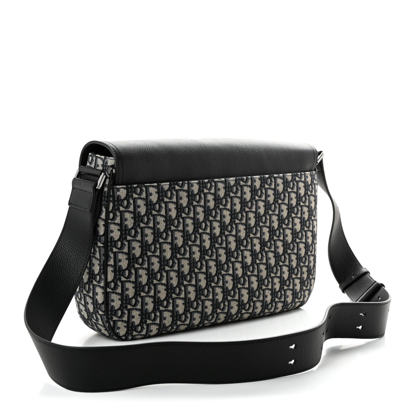 Grained Calfskin Oblique Large Saddle Messenger Black