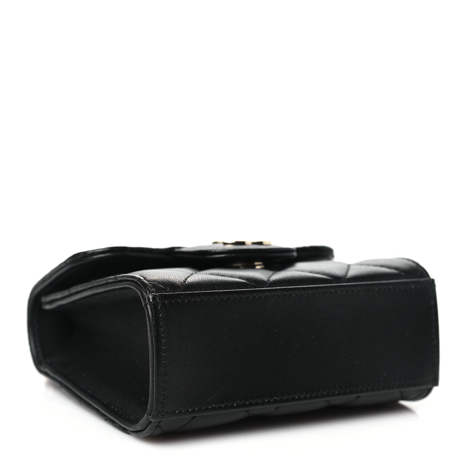 Chanel Lambskin Quilted Top Handle Flap Clutch With Chain Black 4 of 11