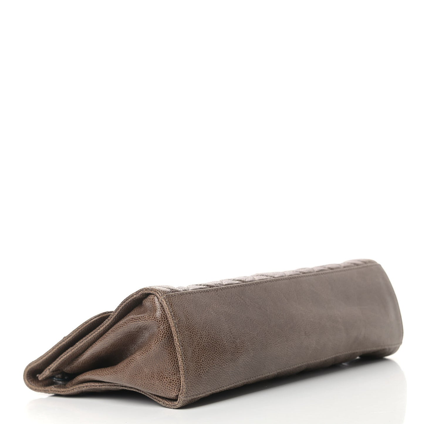 Crumpled Grained Calfskin Jumbo CC Crave Flap Beige