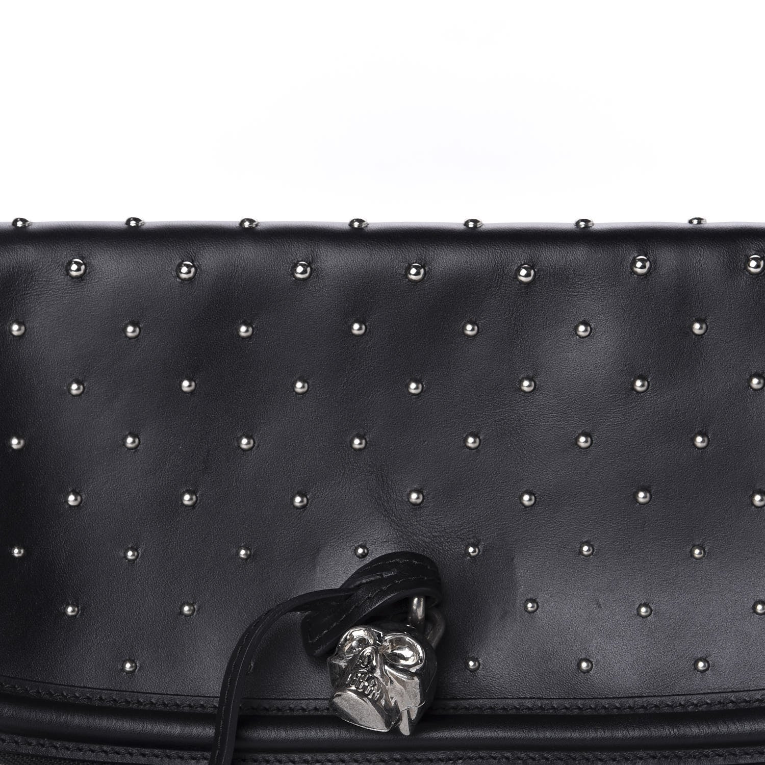 Alexander McQueen Calfskin Studded Padlock Skull Clutch Black 13 of 13