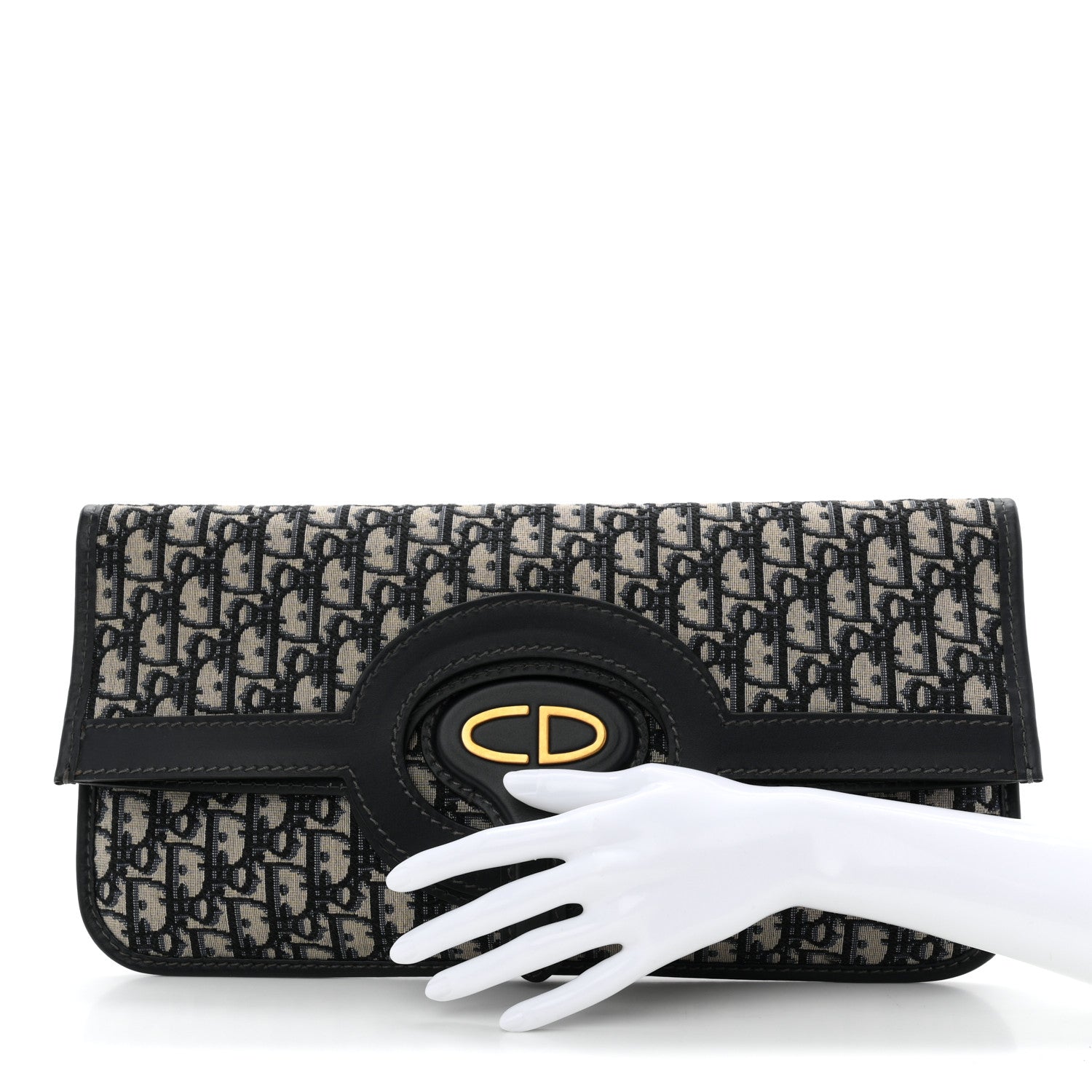 Christian Dior Oblique Fold Over Clutch Blue 2 of 7