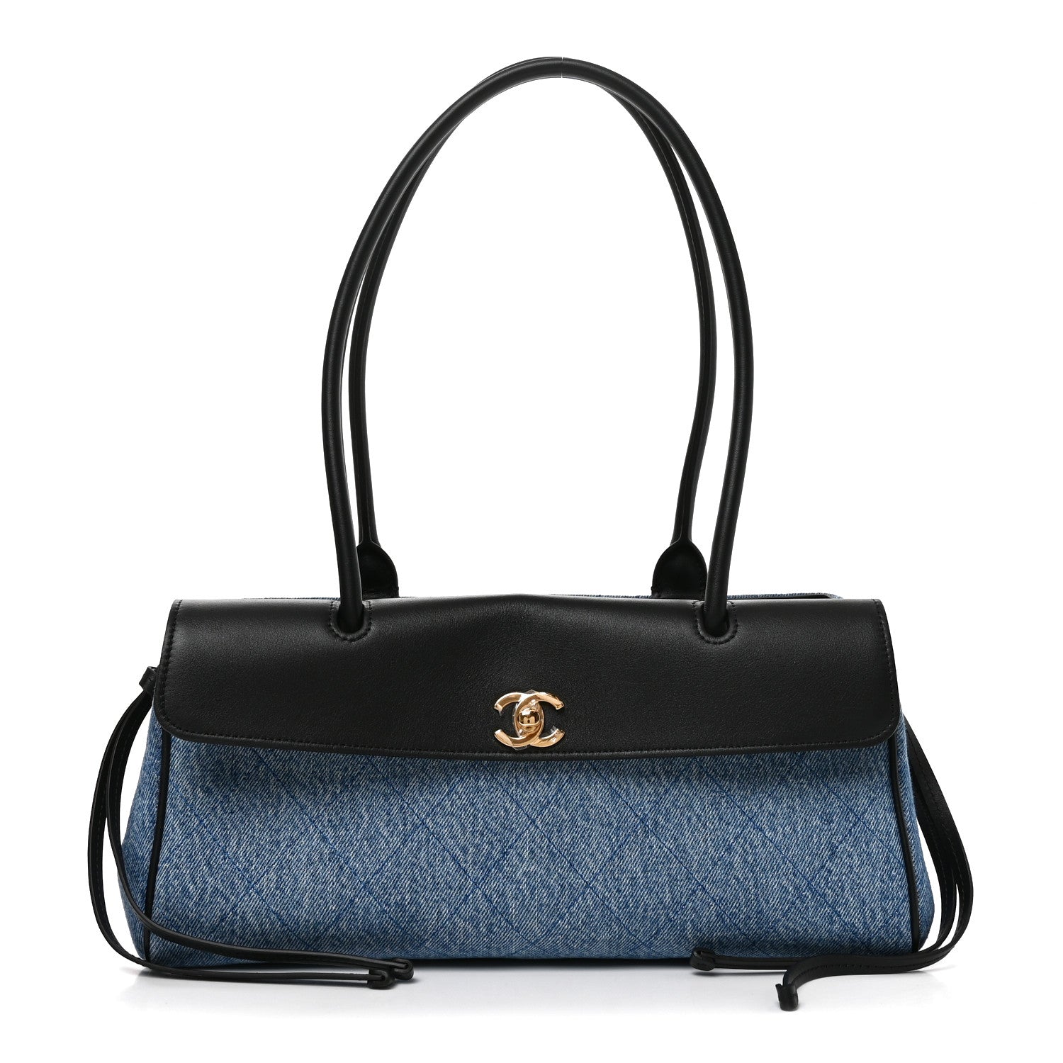 Chanel Calfskin Denim Stitched Urban Essentials Small Shopping Bag Blue Black 1 of 11