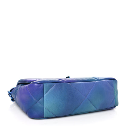 Chanel Tie Dye Calfskin Quilted Medium Chanel 19 Flap Blue Purple 4 of 10