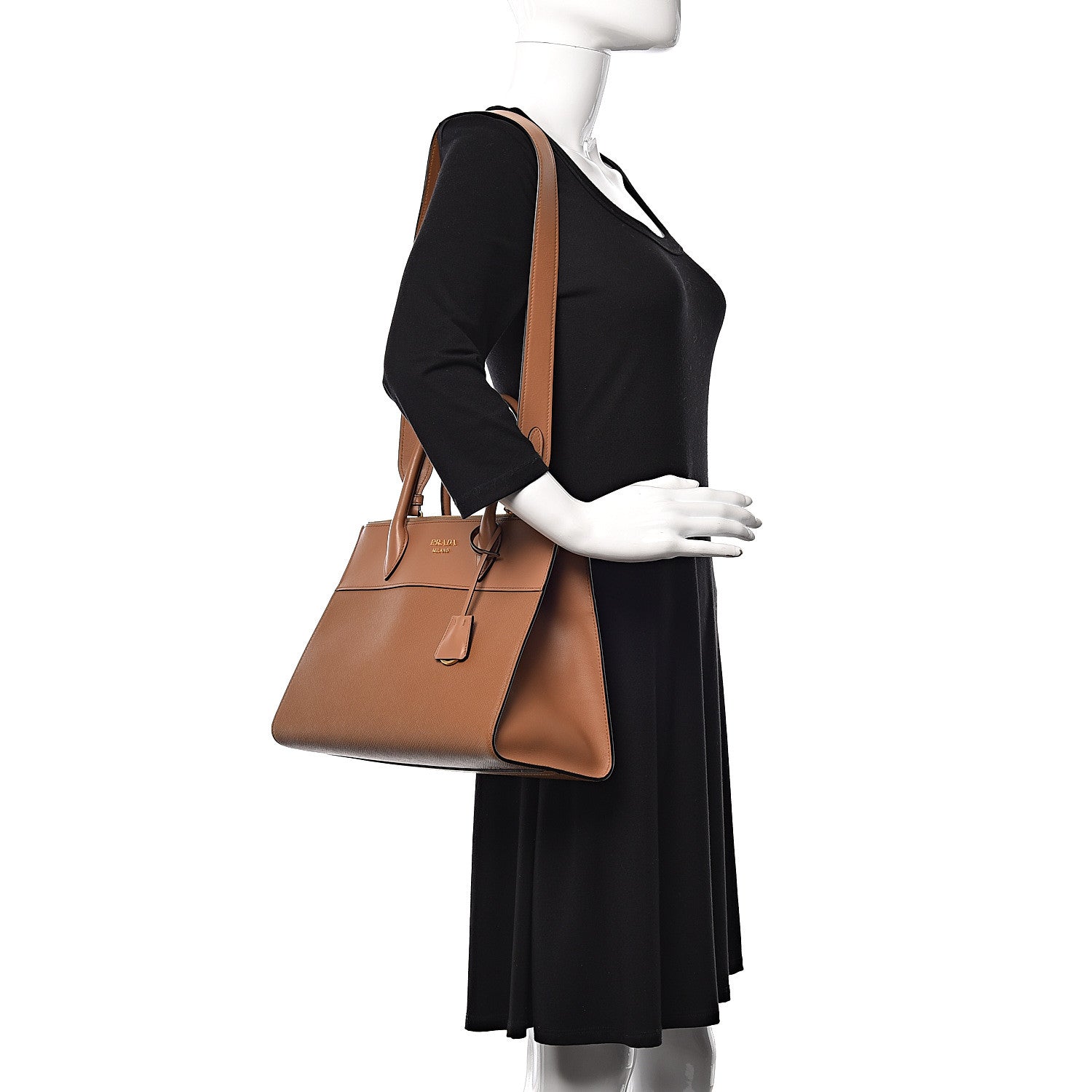 Prada Saffiano City Calf Medium Esplanade Tote Caramel 2 of 9
