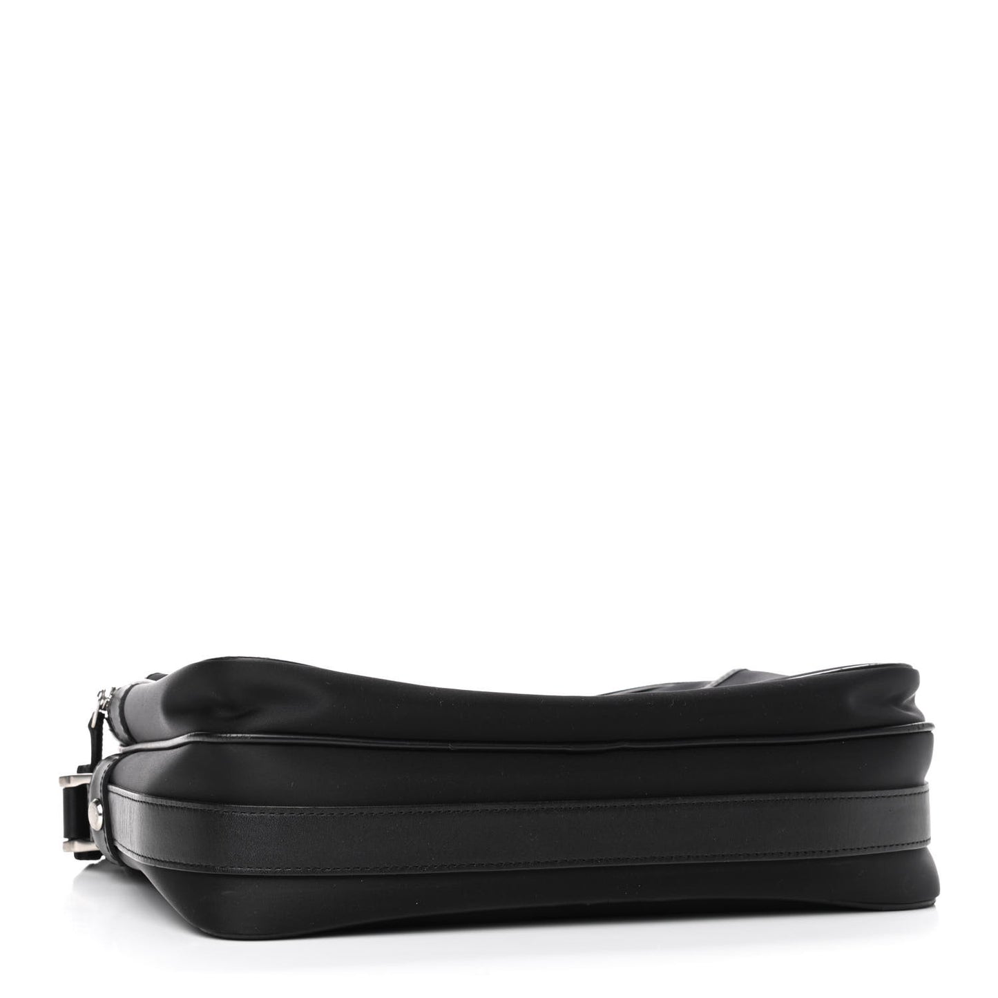Nylon Zip Top Messenger Bag Black