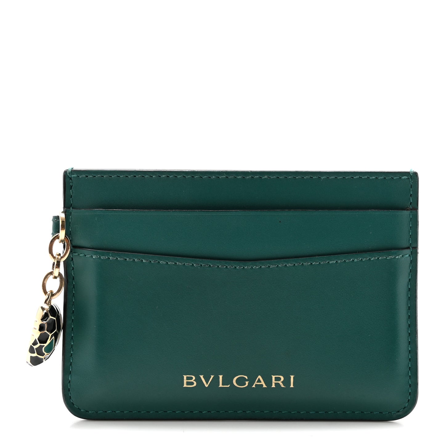 Serpenti Calfskin Card Holder Green Amethyst