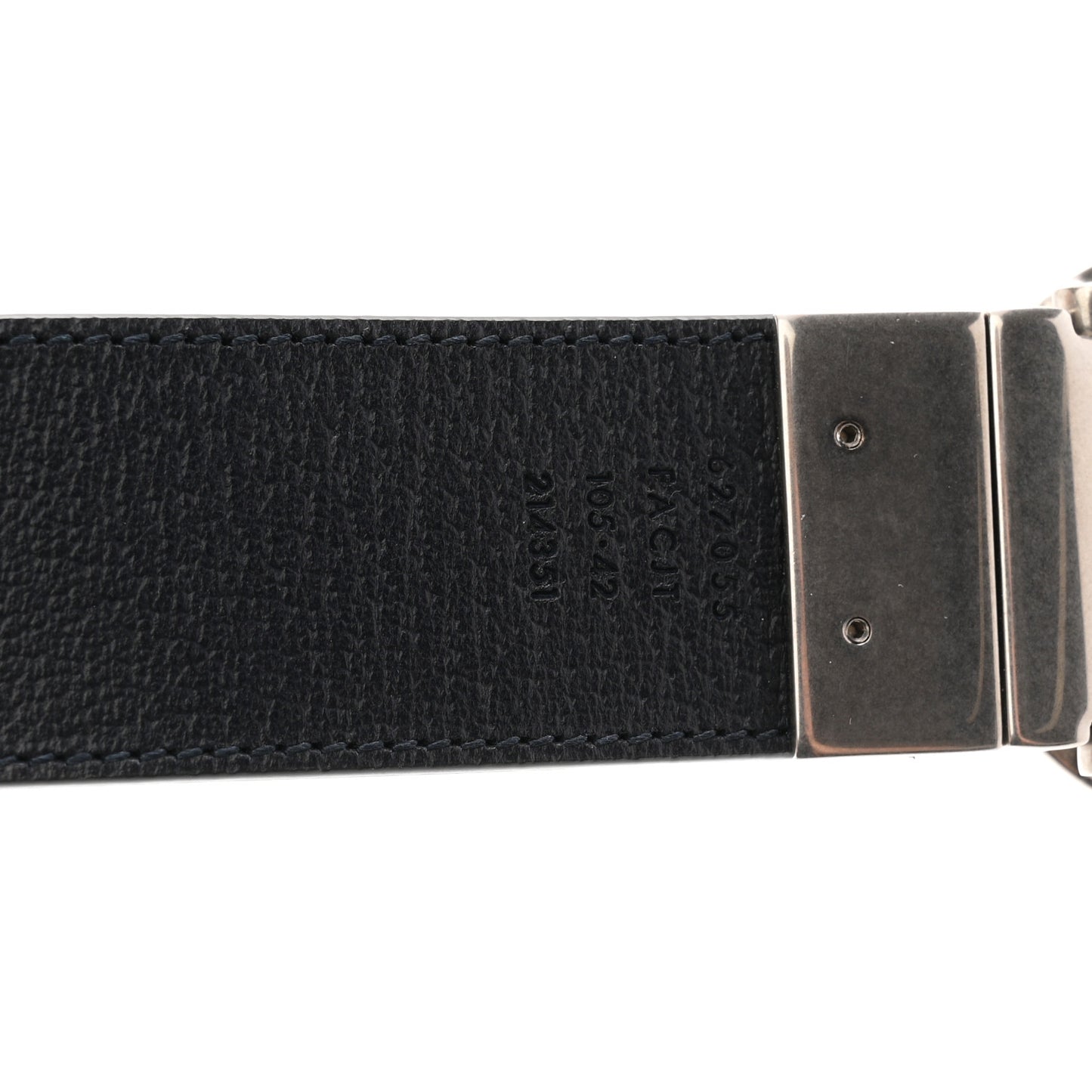 GG Supreme Monogram Plutone Calfskin Palladium Double G Reversible 37mm Belt 105 42 Black Blue