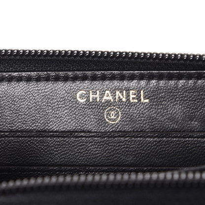 Chanel Lambskin Quilted Small Boy Zip Around Wallet Black 6 of 9