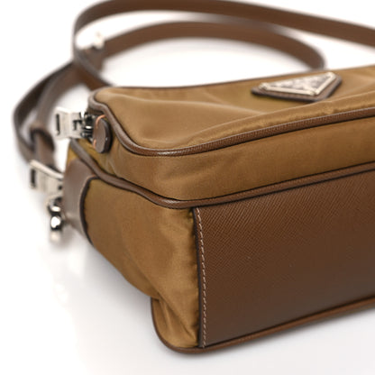 Prada Nylon Saffiano Vela Double Zip Crossbody Bag Tabacco 7 of 8
