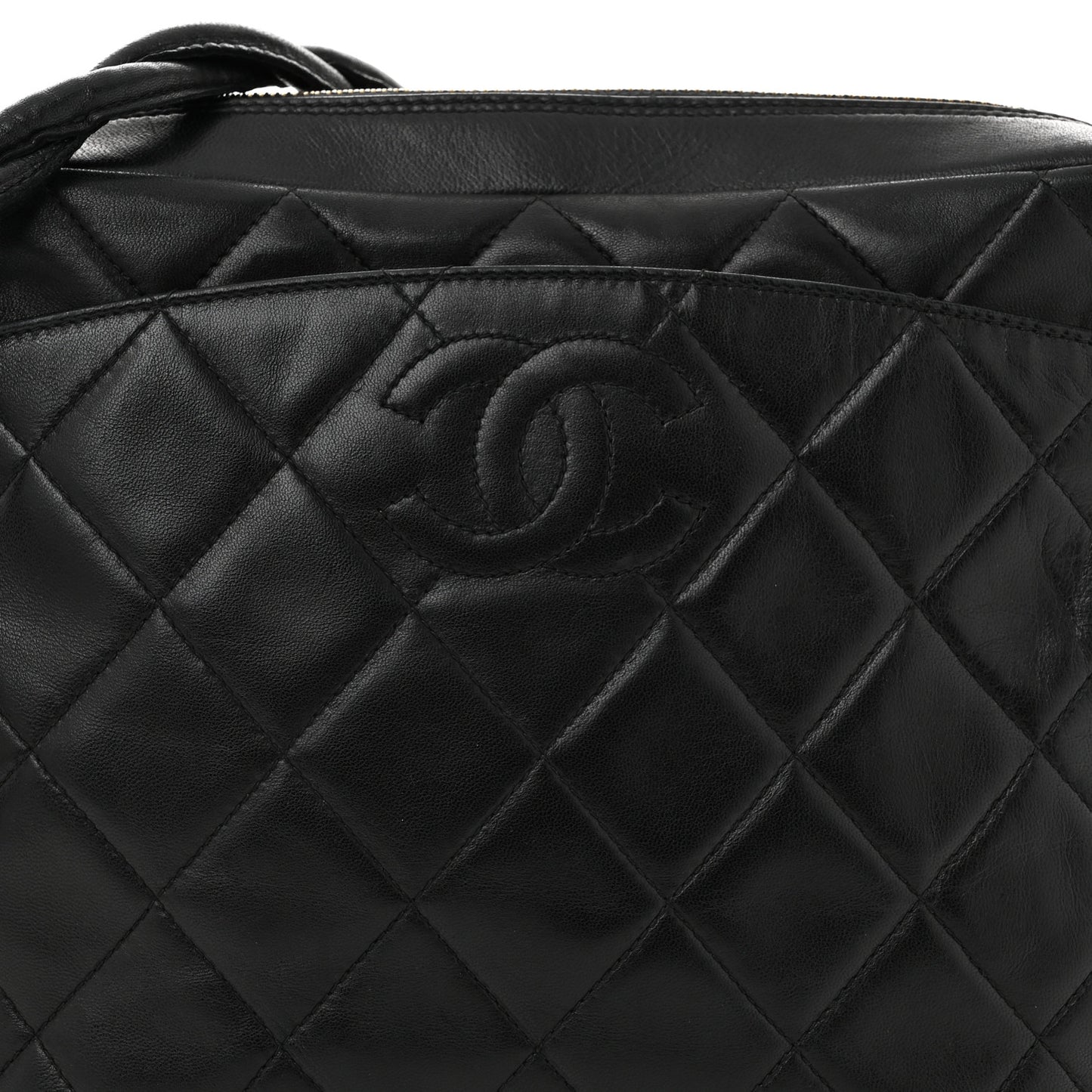 Lambskin Quilted Messenger Bag Black