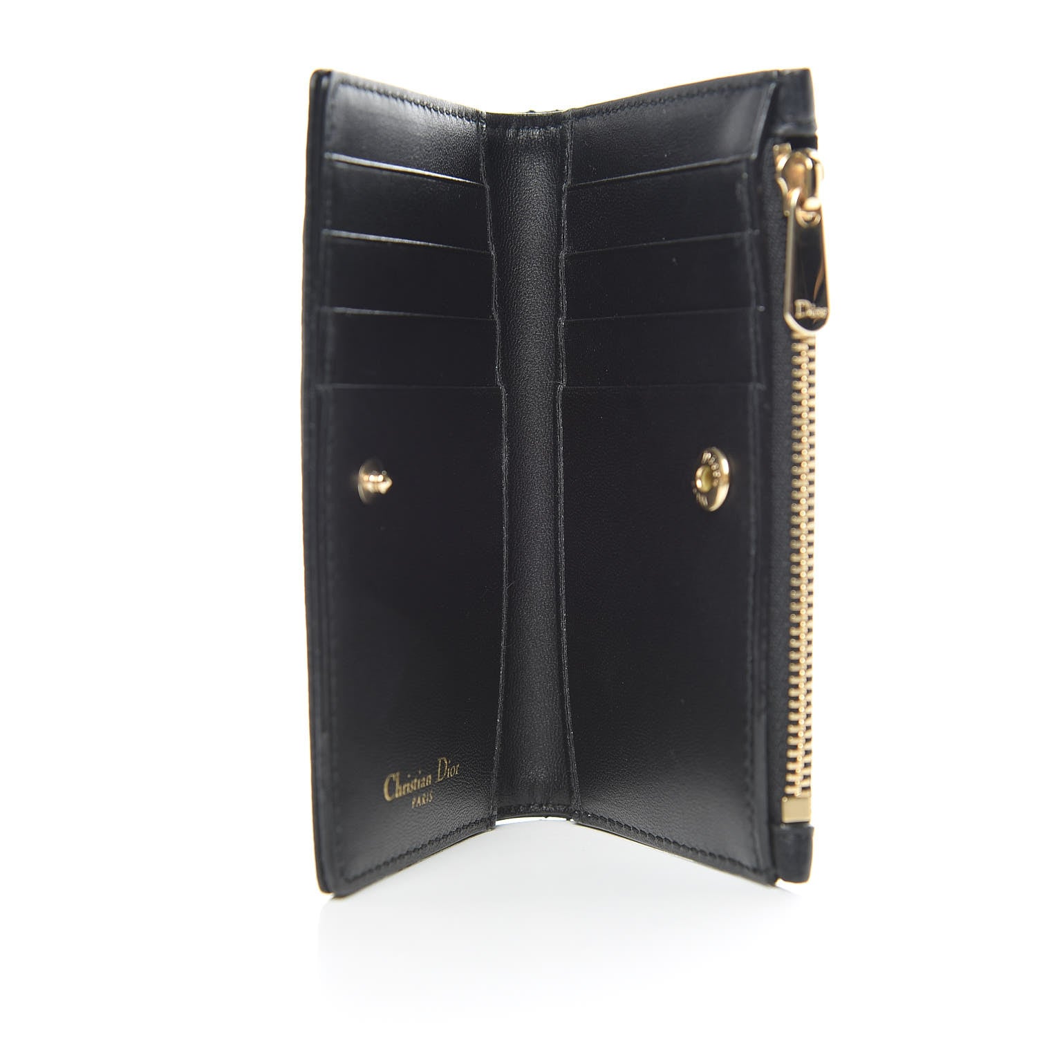 Christian Dior Grained Calfskin Cannage Diorama Wallet Black 5 of 8