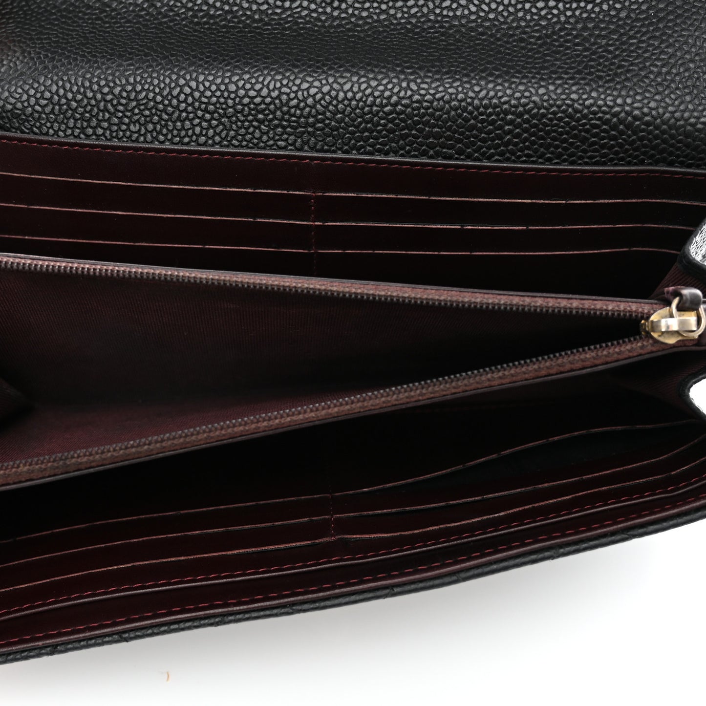 Caviar Quilted Large Gusset Flap Wallet Black