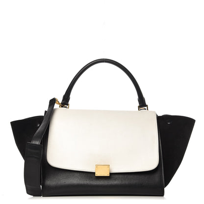 Celine Smooth Calfskin Suede Medium Bicolor Trapeze Black 1 of 12