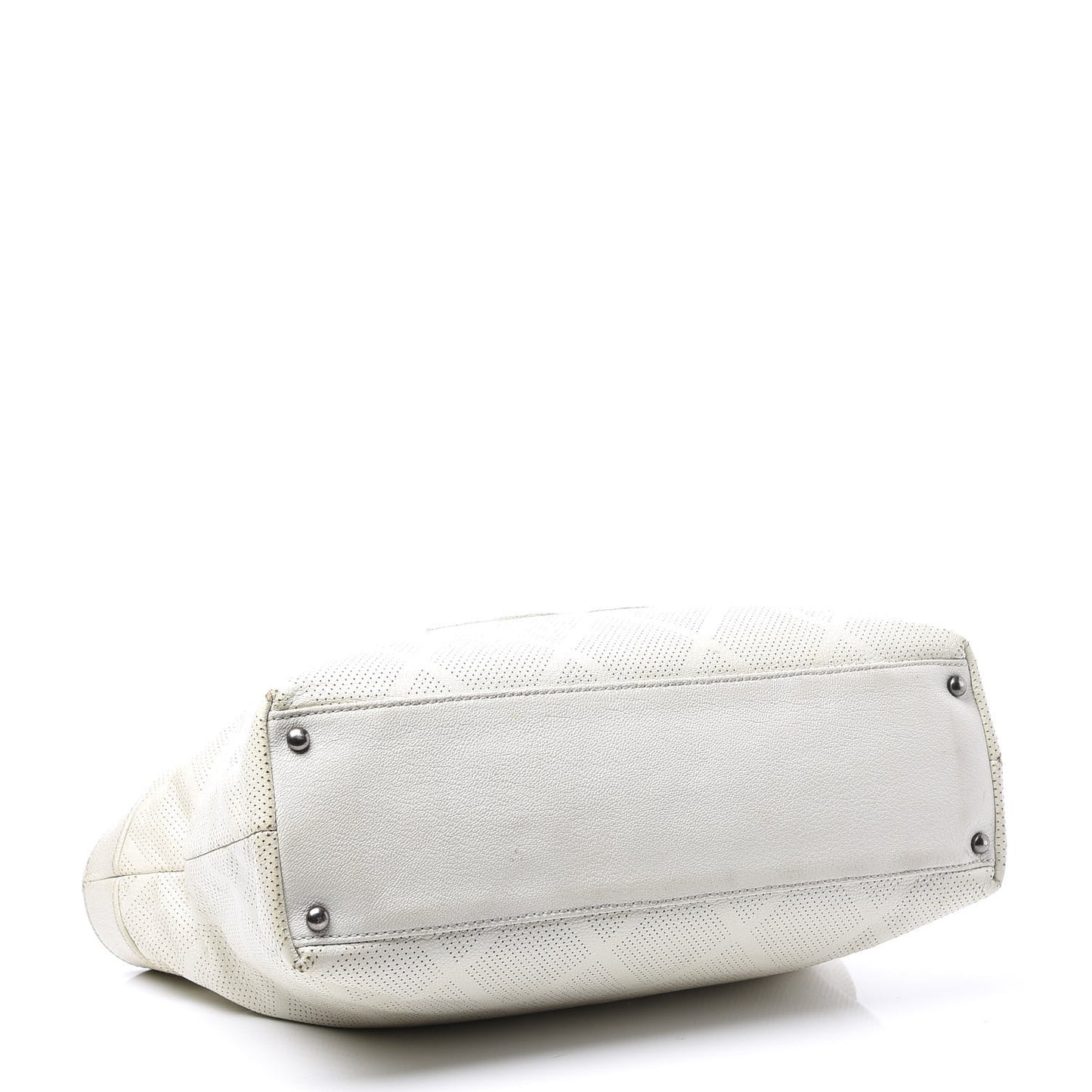 Goatskin Perforated Large CC Tote White