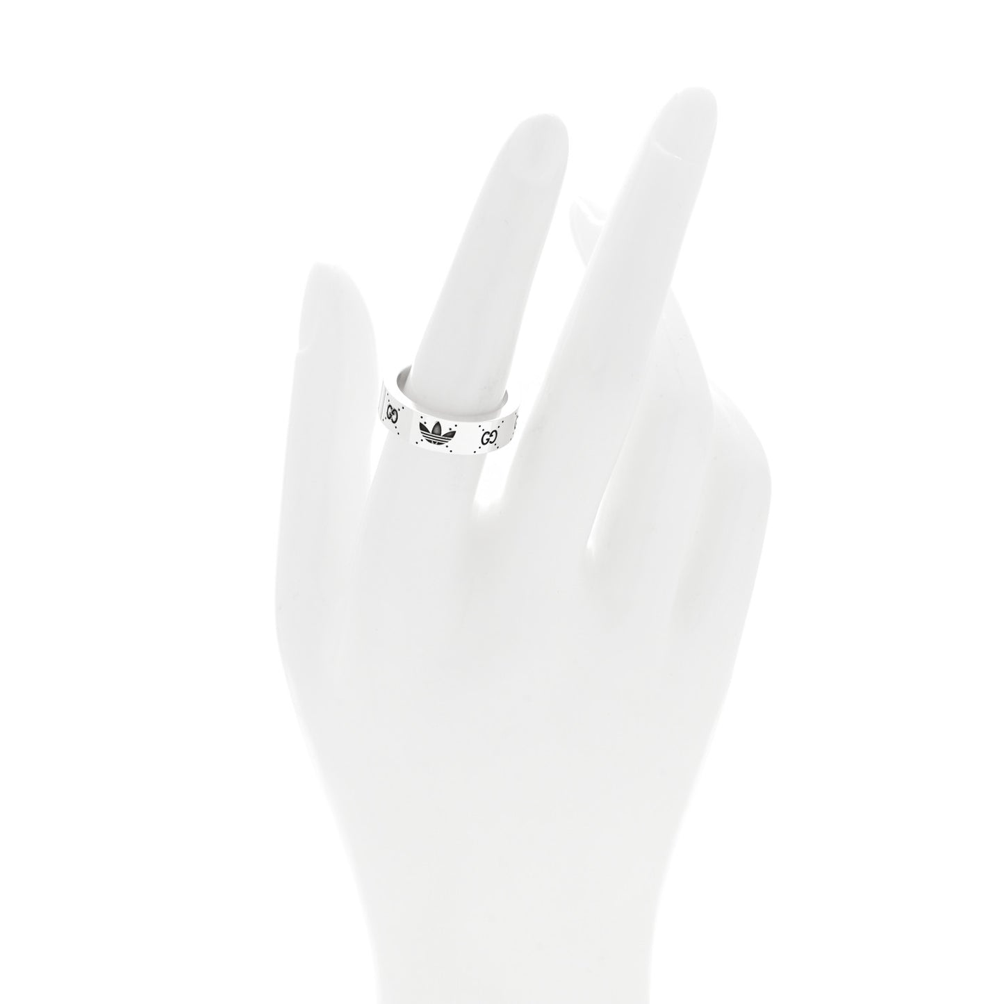 X ADIDAS Sterling Silver Trefoil GG Monogram Band Ring 55 7.25