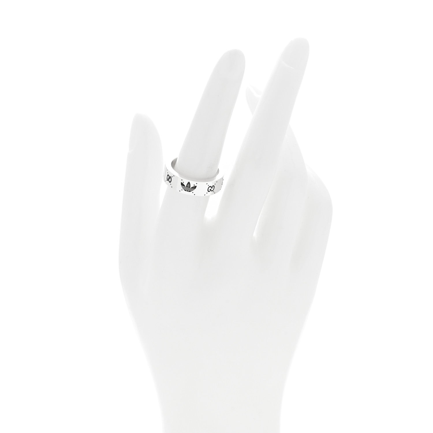Gucci X ADIDAS Sterling Silver Trefoil GG Monogram Band Ring 55 7.25 2 of 5