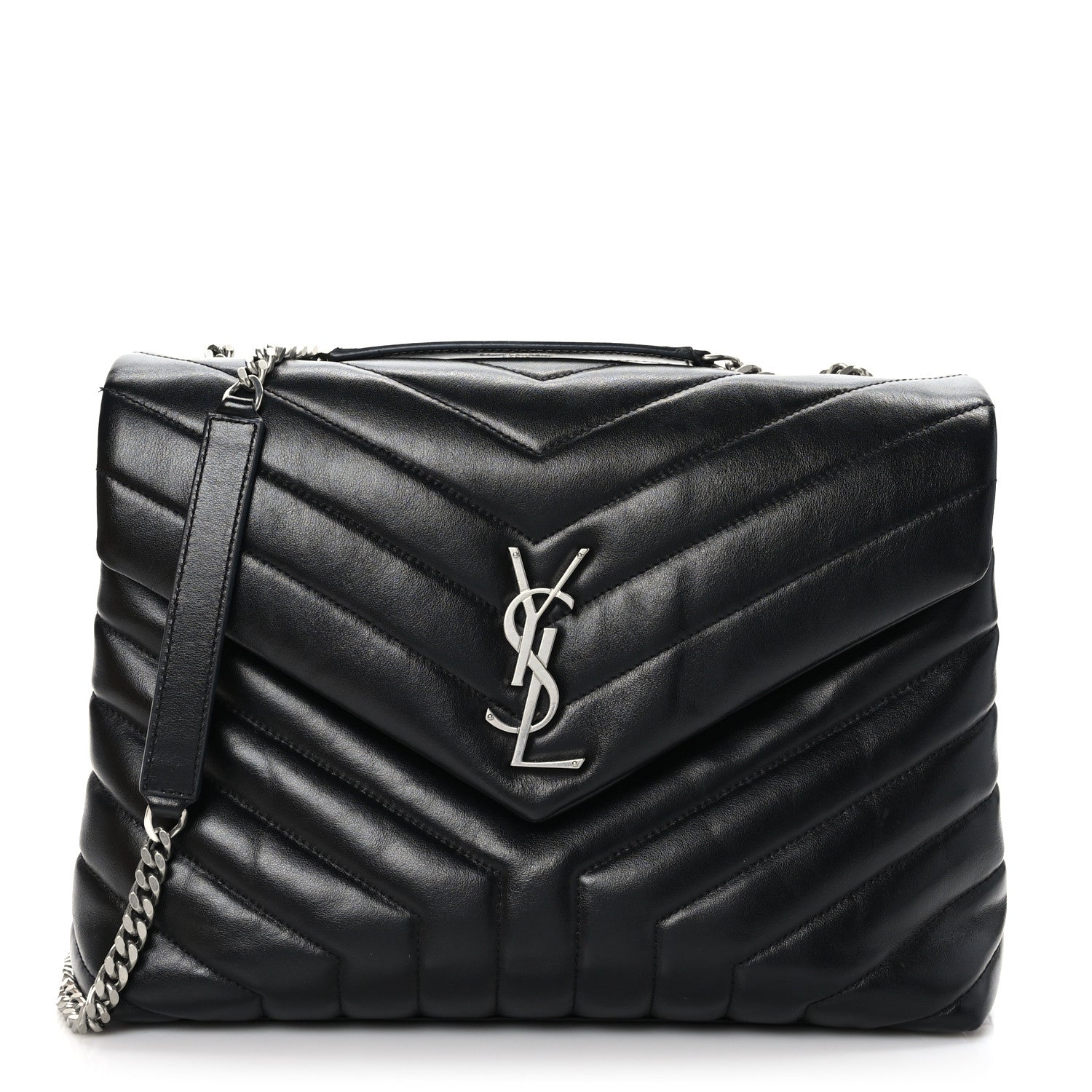 Saint Laurent Calfskin Y Quilted Monogram Medium Loulou Chain Satchel Black 1 of 10