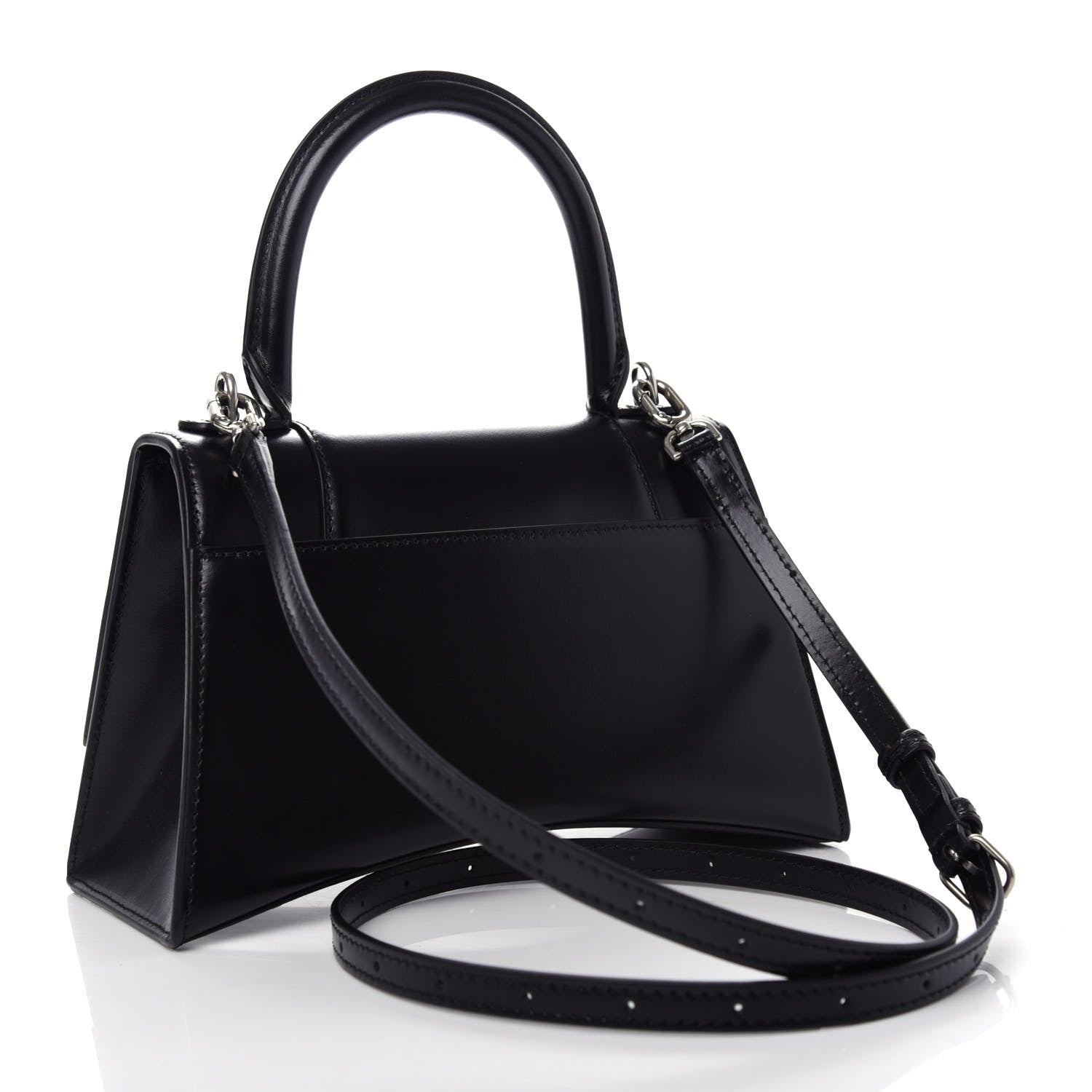 Balenciaga Shiny Box Calfskin Graffiti Logo Small Hourglass Top Handle Bag Black Silver 3 of 10