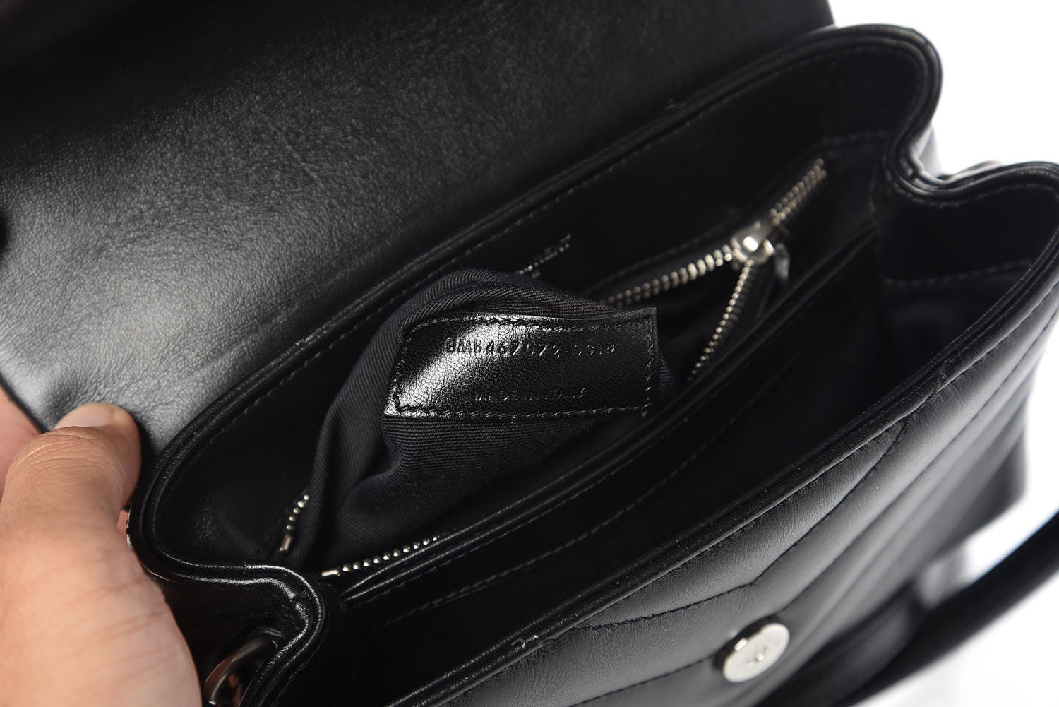Saint Laurent Calfskin Y Quilted Monogram Toy Loulou Crossbody Bag Black 7 of 8