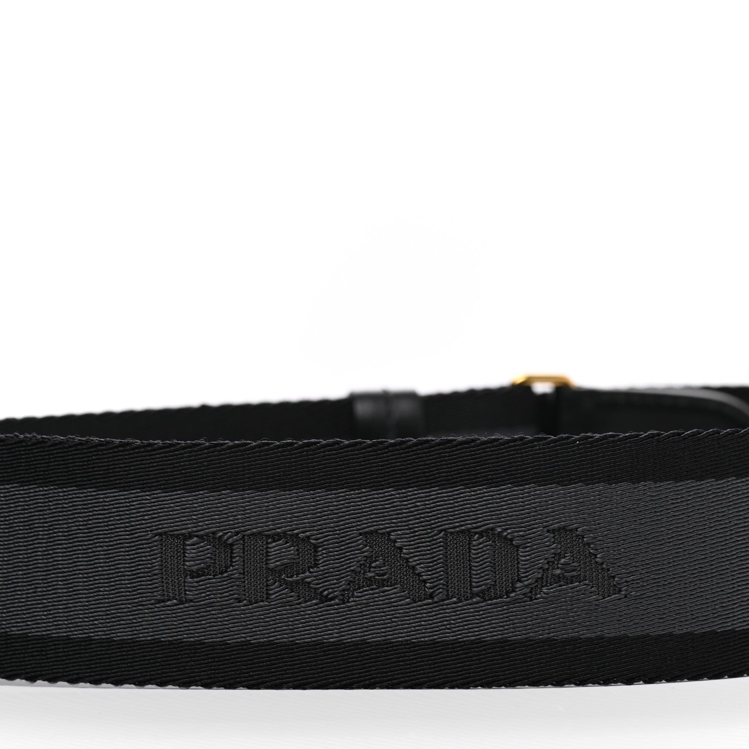Prada Vitello Daino Fabric Striped Shoulder Strap Black Grey 5 of 6