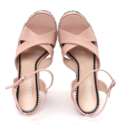 Gucci Malaga Kid Interlocking G Studs 155mm Platform Sandals 35 Perfect Pink 2 of 9