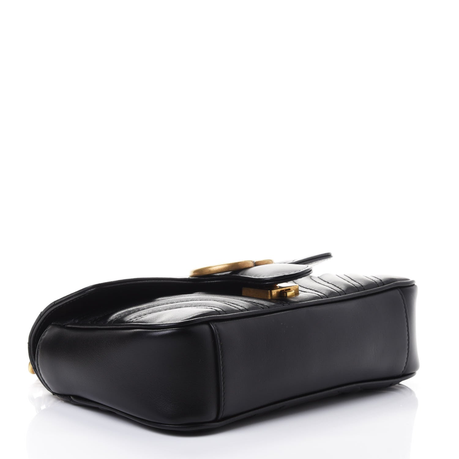 Gucci Calfskin Matelasse Mini GG Marmont Shoulder Bag Black 3 of 4