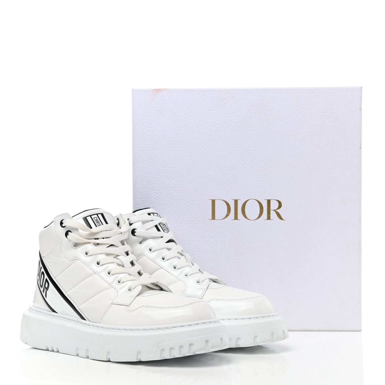 Christian Dior Nylon Fabric Womens D-Player High Top Sneakers 39.5 White Black 9 of 9