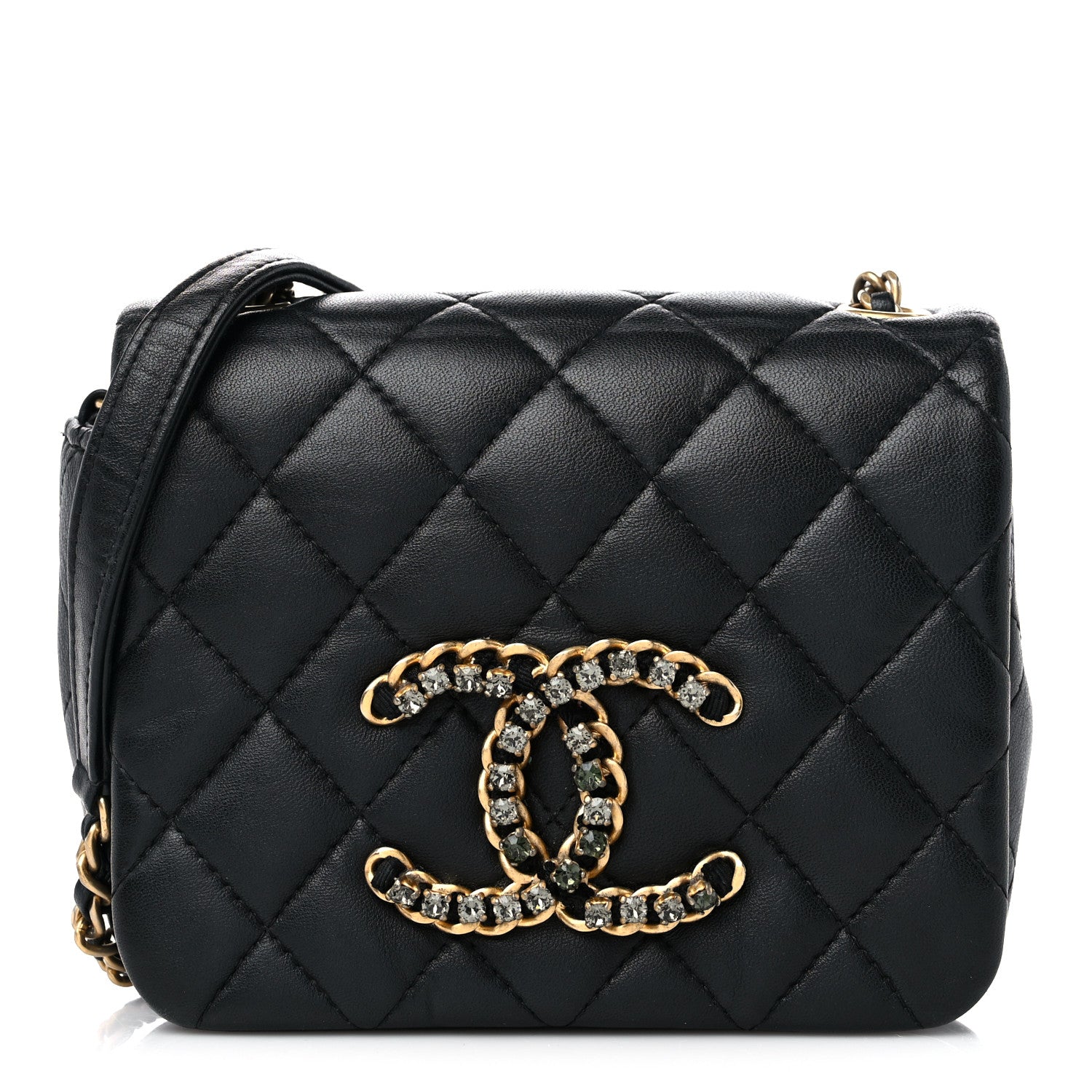 Chanel Lambskin Quilted Crystal CC Mini Flap Black 1 of 13
