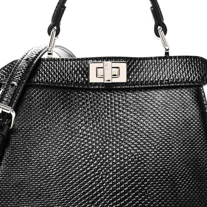 Fendi Lizard Petite Peekaboo I SEE U Satchel Black 8 of 10
