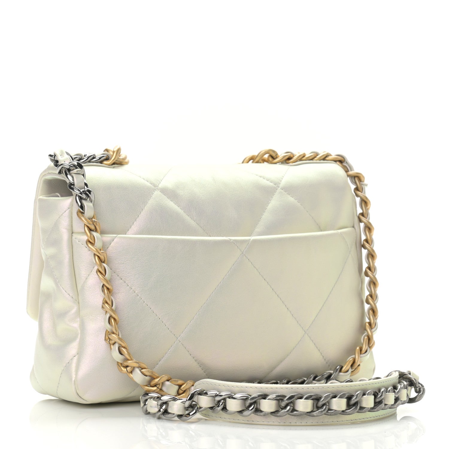 Chanel Iridescent Calfskin Quilted Medium Chanel 19 Flap White 3 of 10