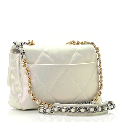 Chanel Iridescent Calfskin Quilted Medium Chanel 19 Flap White 3 of 10