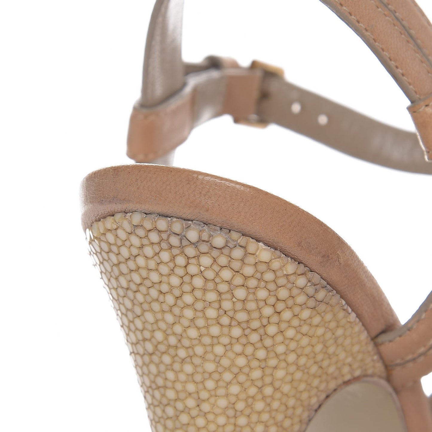 Calfskin Stingray Embossed Tribute 105 Platform Sandals 37 Natural