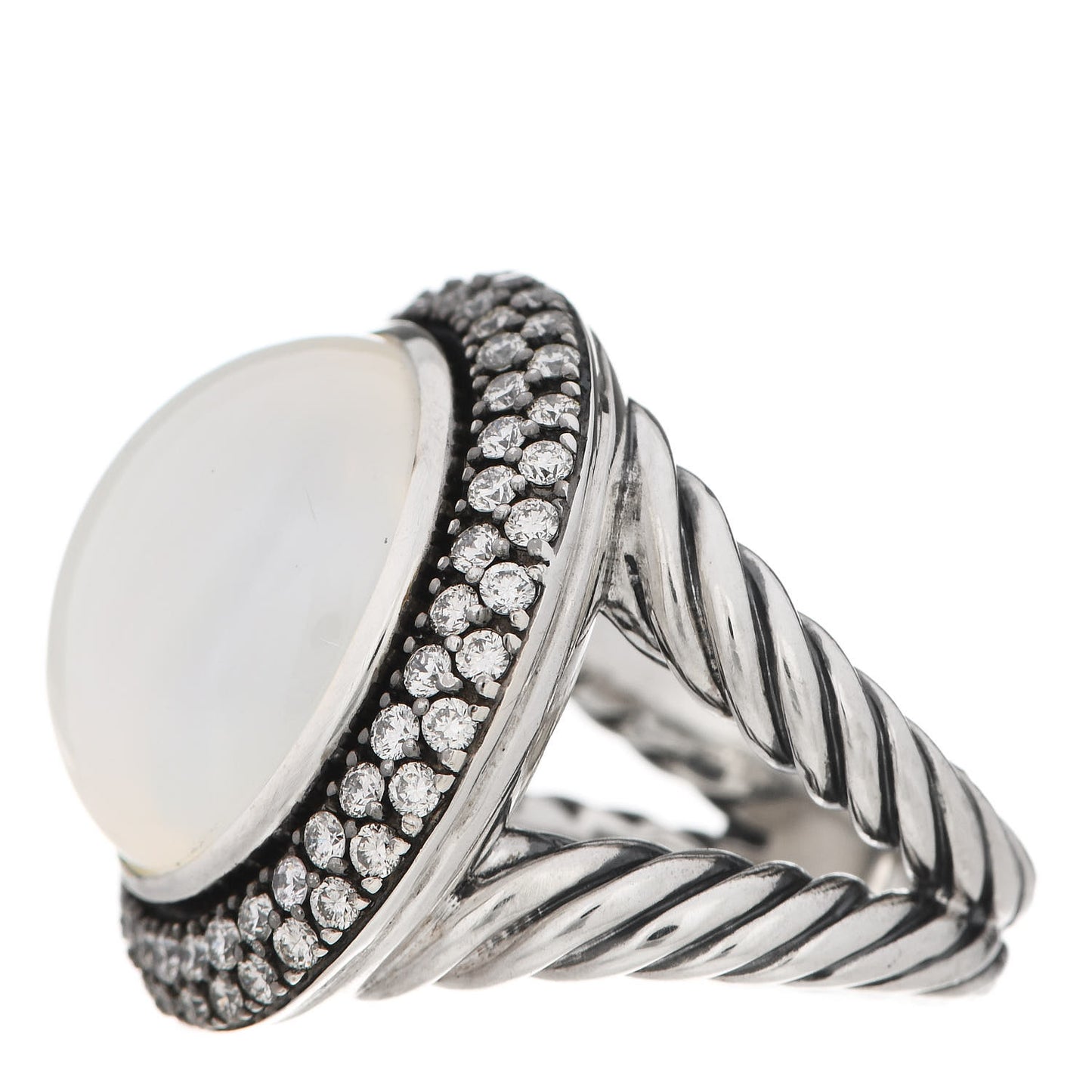 Sterling Silver Diamond Moonstone 18mm Cerise Ring 52 6
