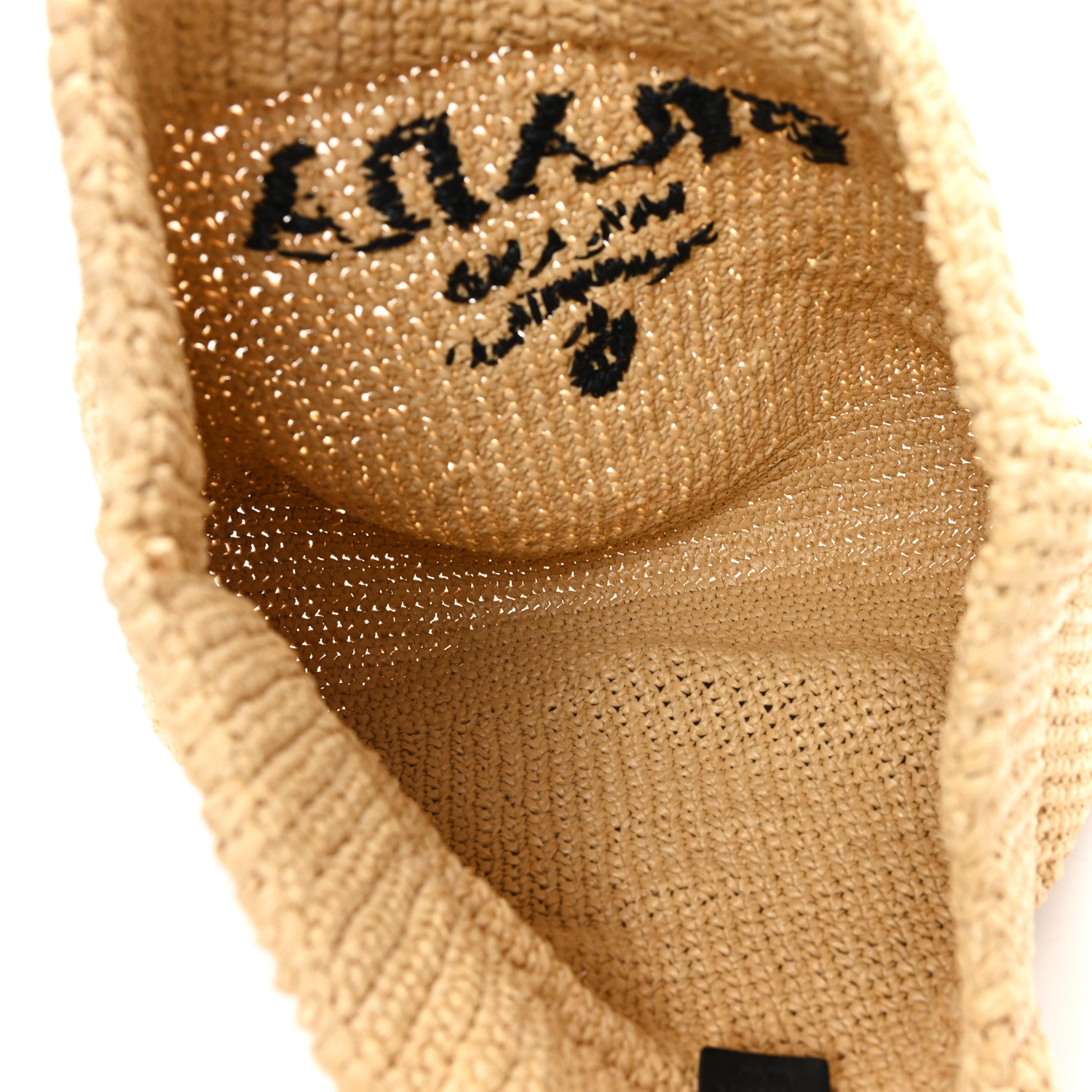 Prada Yarn Raffia Effect Crochet Embroidered Logo Tote Naturale 5 of 11