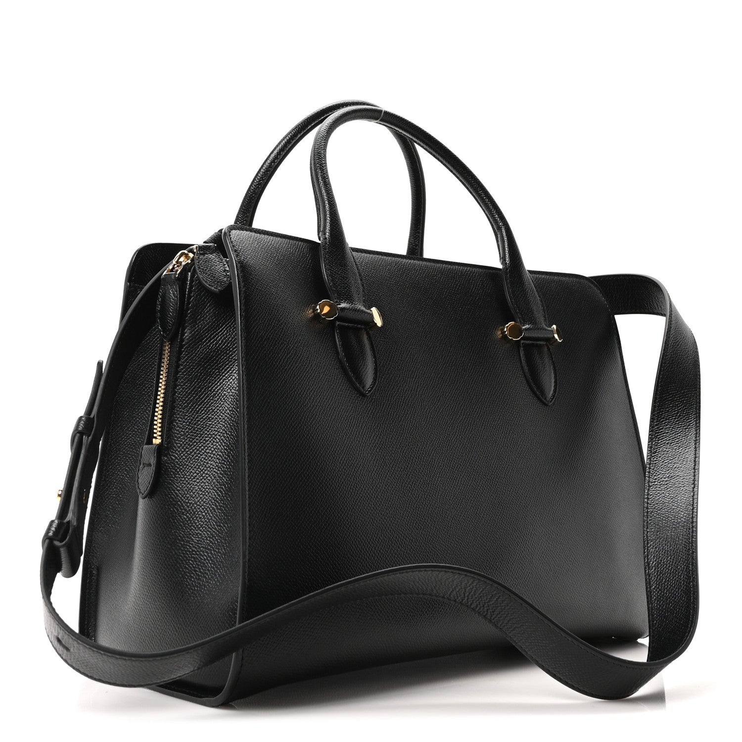 Salvatore Ferragamo Hammered Calfskin Today Satchel Black 3 of 9