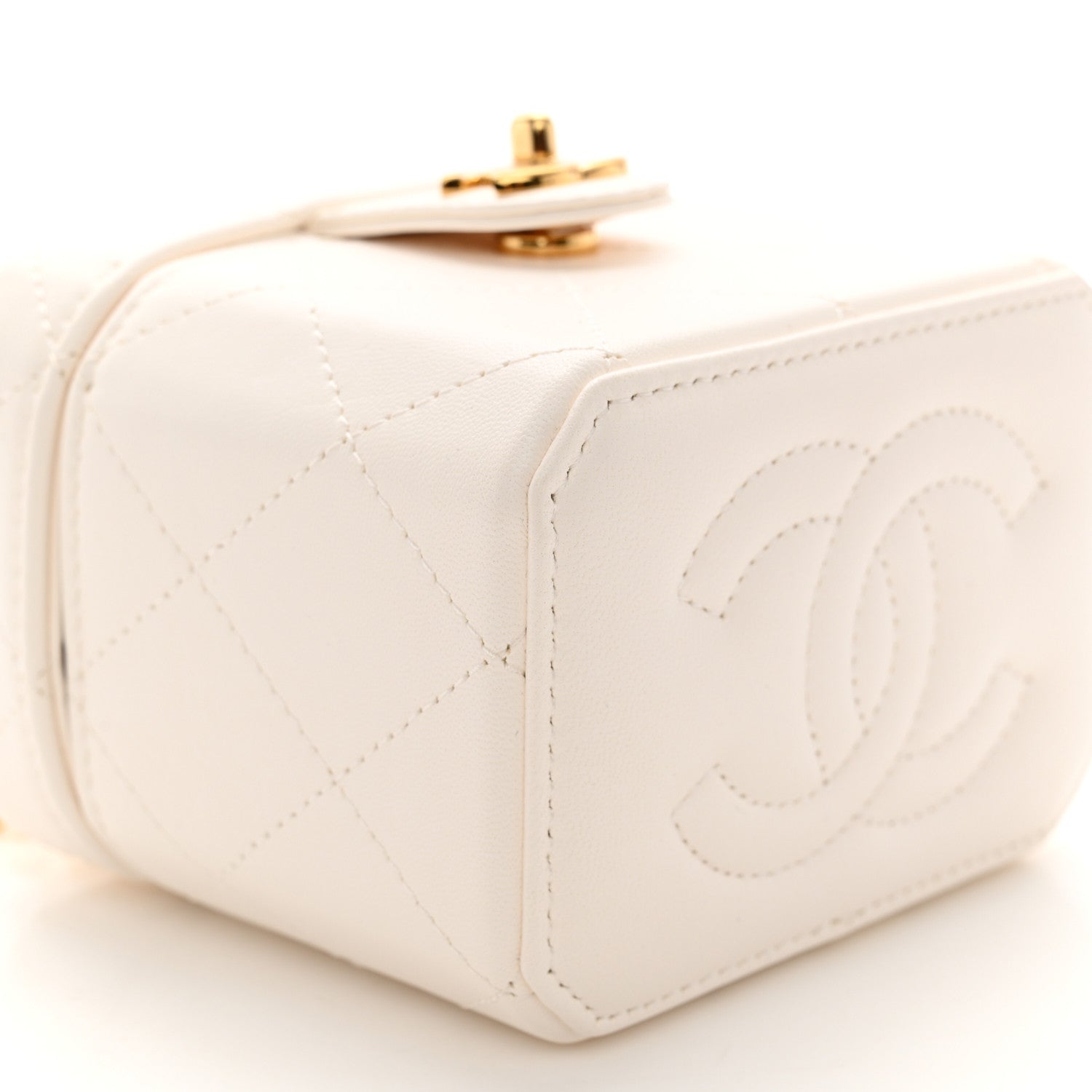 Chanel Lambskin Quilted Vanity Clutch With Chain White 9 of 11