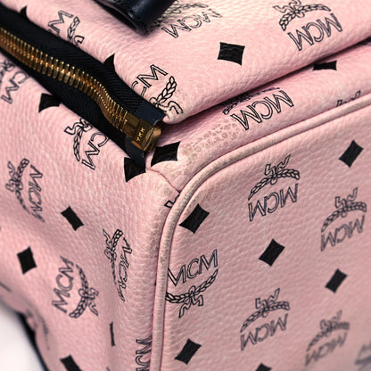 MCM Visetos Studded Medium Dual Stark Backpack Chalk Pink Black 8 of 14