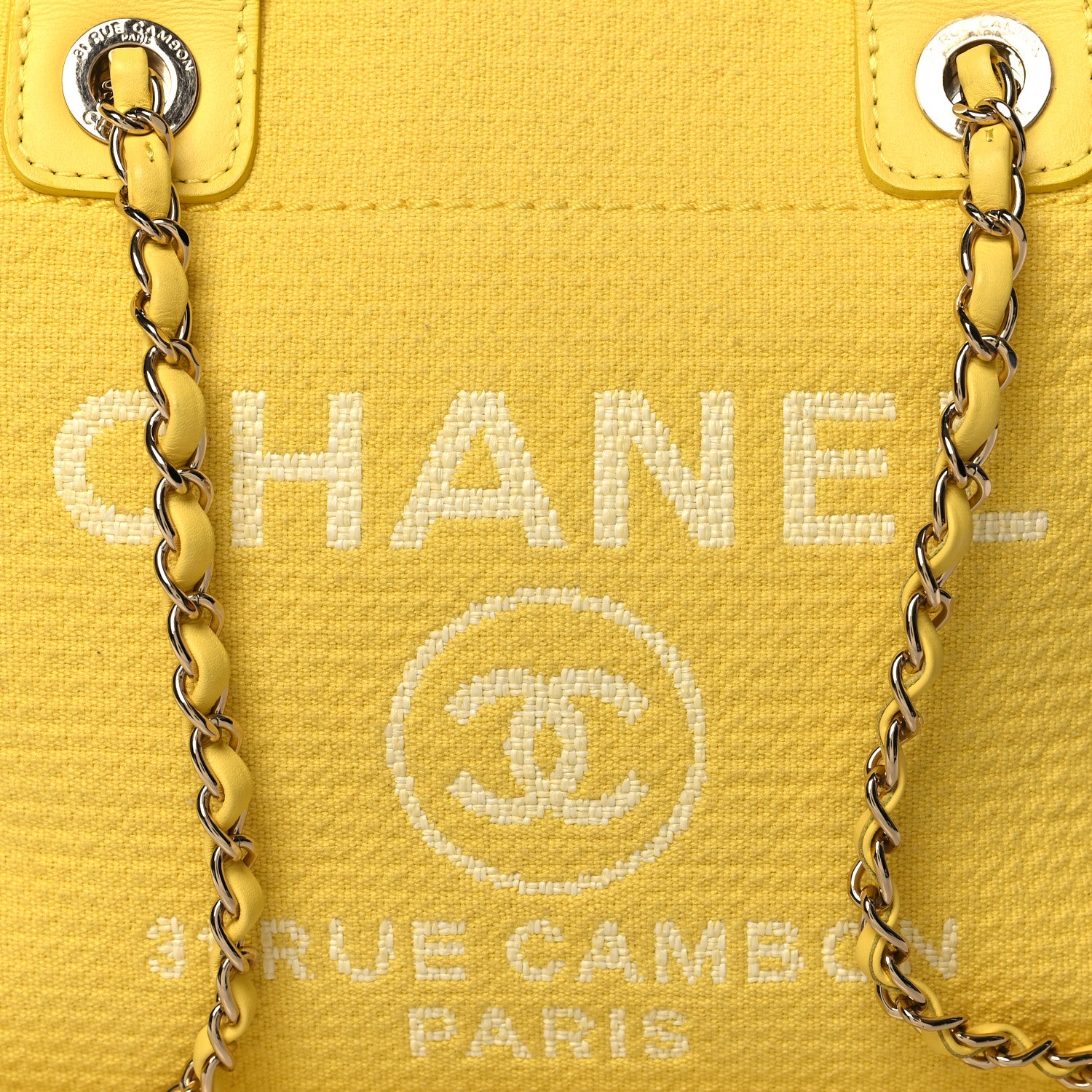 Chanel Mixed Fibers Small Deauville Tote Yellow 10 of 16